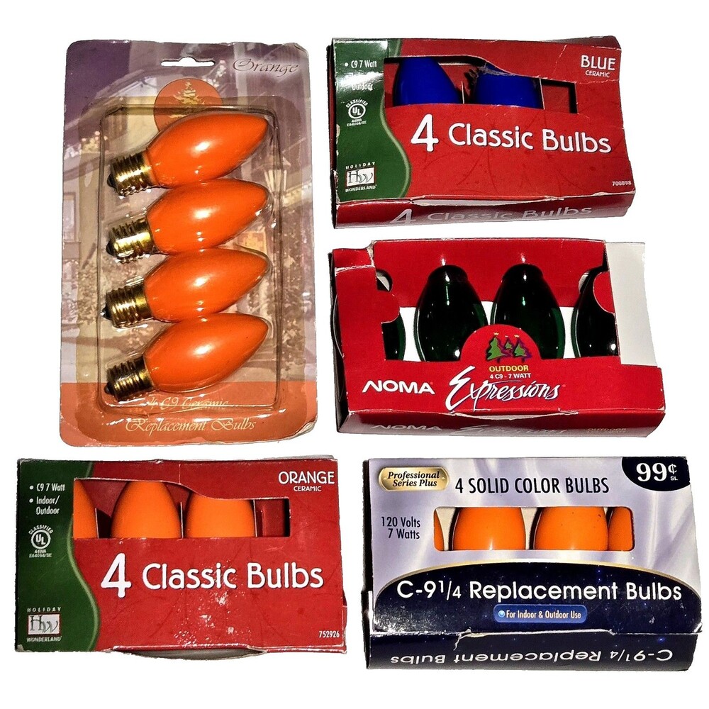 LOT VTG C9 C9 1/4 Ceramic Bulbs 17 Lights Holiday Christmas 7 W Indoor Outdoor